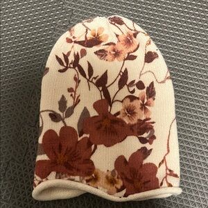 H&M Floral Knit Beanie - Cream and Brown
